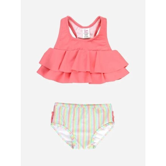 Girl's Ruffle Butts Safari  3 Piece set  Flounce Bikini  + Swim Hat 6-12 Months - Picture 2 of 6